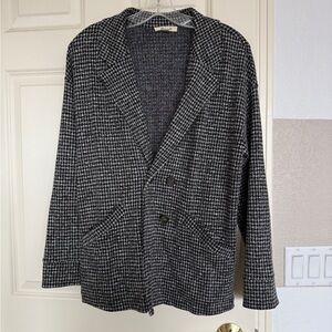 Madewell Black and Gray Houndstooth Blazer